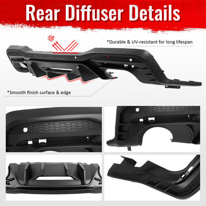 2024-2026 Ford Mustang Rear Bumper Diffuser Competition Style Matte Black