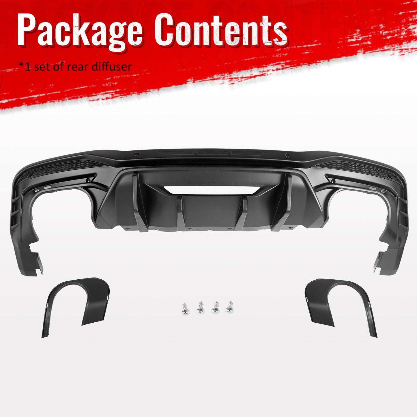 2024-2026 Ford Mustang Rear Bumper Diffuser Competition Style Matte Black