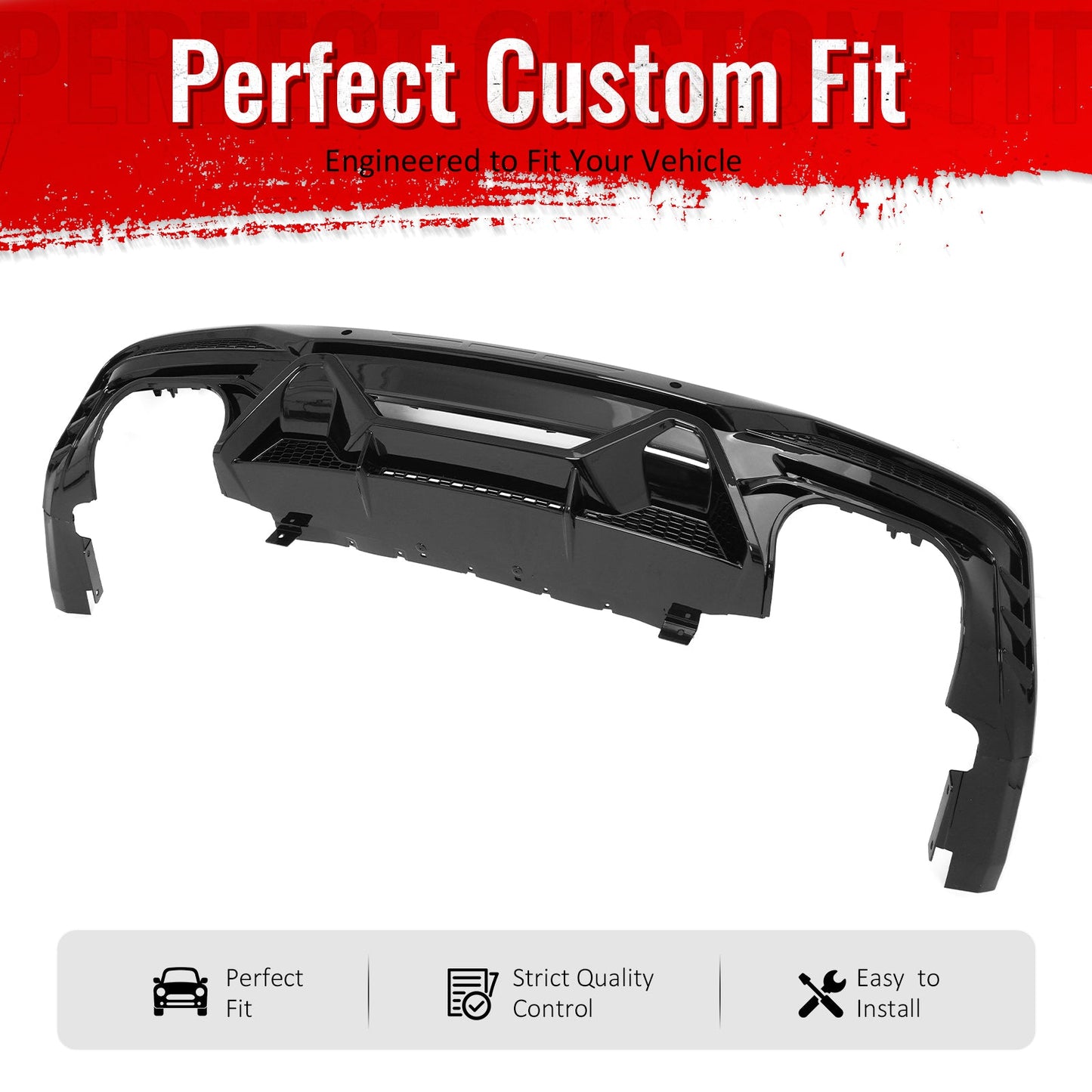 2024-2026 Ford Mustang Rear Bumper Diffuser Dark Horse Style Gloss Black