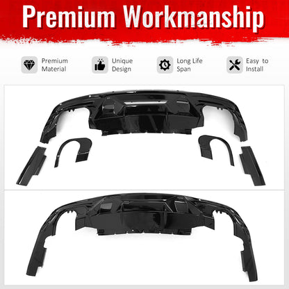 2024-2026 Ford Mustang Rear Bumper Diffuser Dark Horse Style Gloss Black