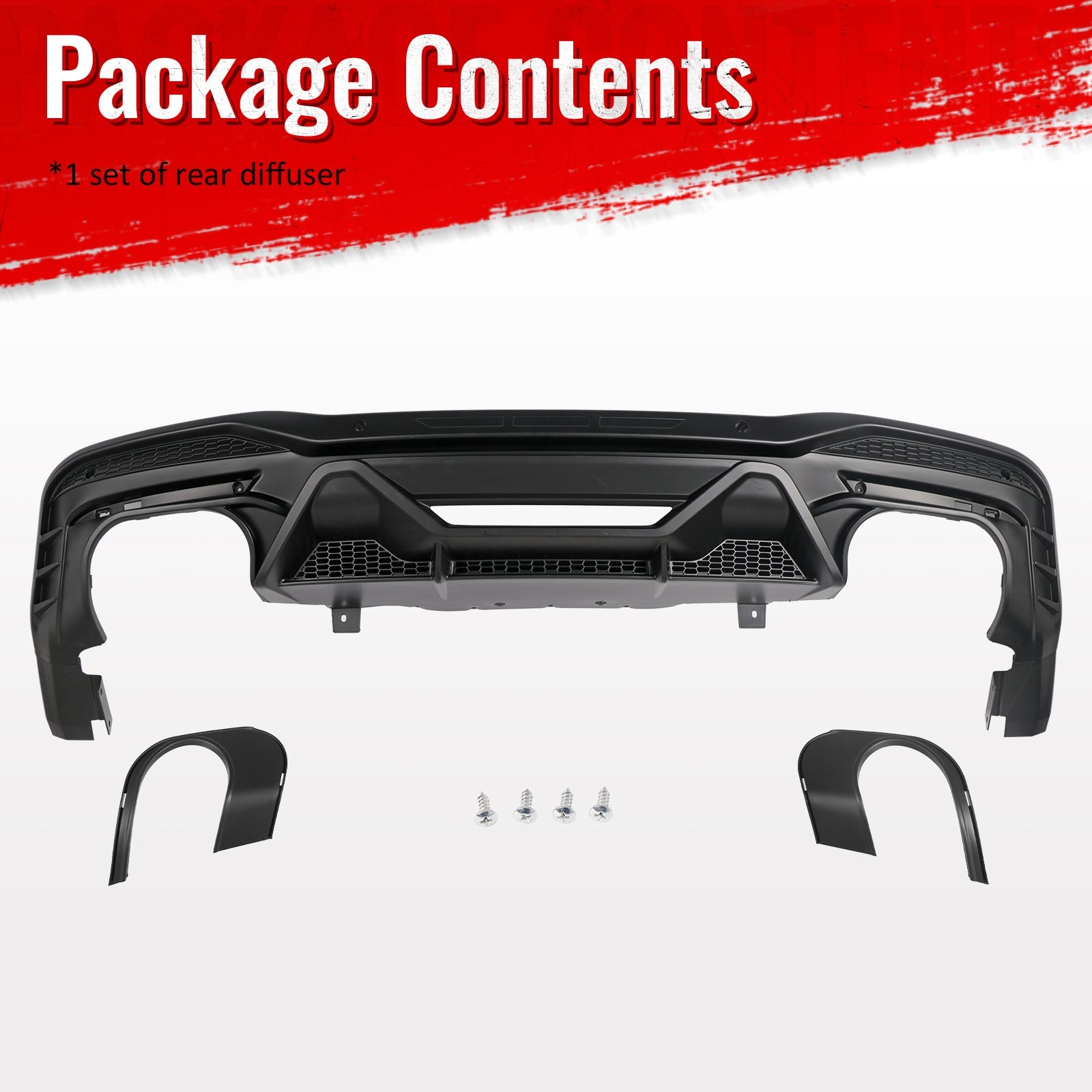 2024-2026 Ford Mustang Rear Bumper Diffuser Dark Horse Style Matte Black