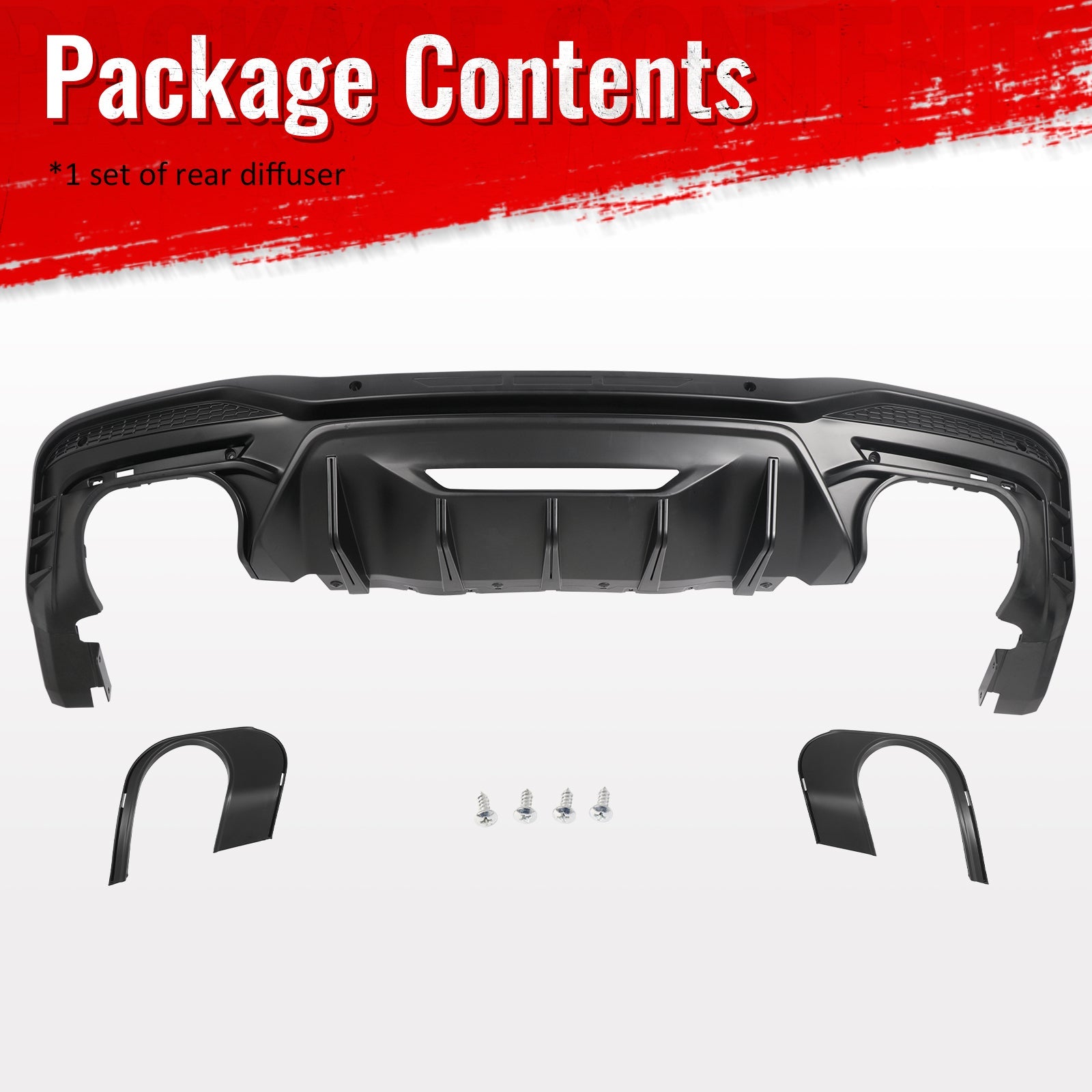 2024-2026 Ford Mustang Rear Bumper Diffuser Rock Style Matte Black