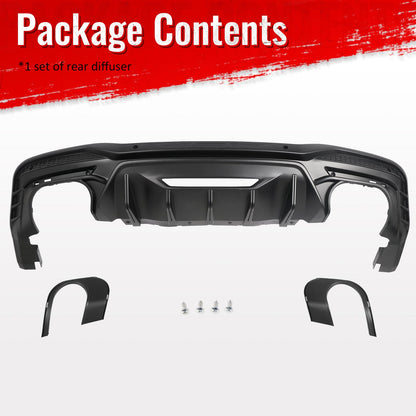 2024-2026 Ford Mustang Rear Bumper Diffuser Rock Style Matte Black