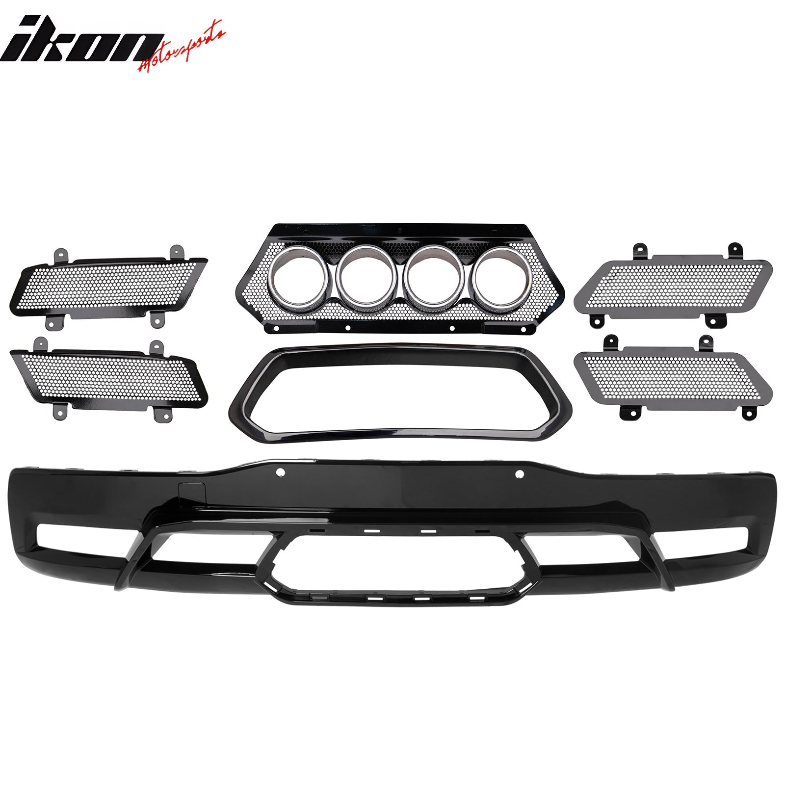 2020-2025 Chevy Corvette C8 Rear Diffuser Lip + Exhaust Tips + Grille