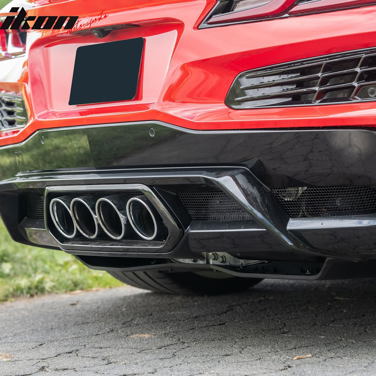 2020-2025 Chevy Corvette C8 Rear Diffuser Lip + Exhaust Tips + Grille