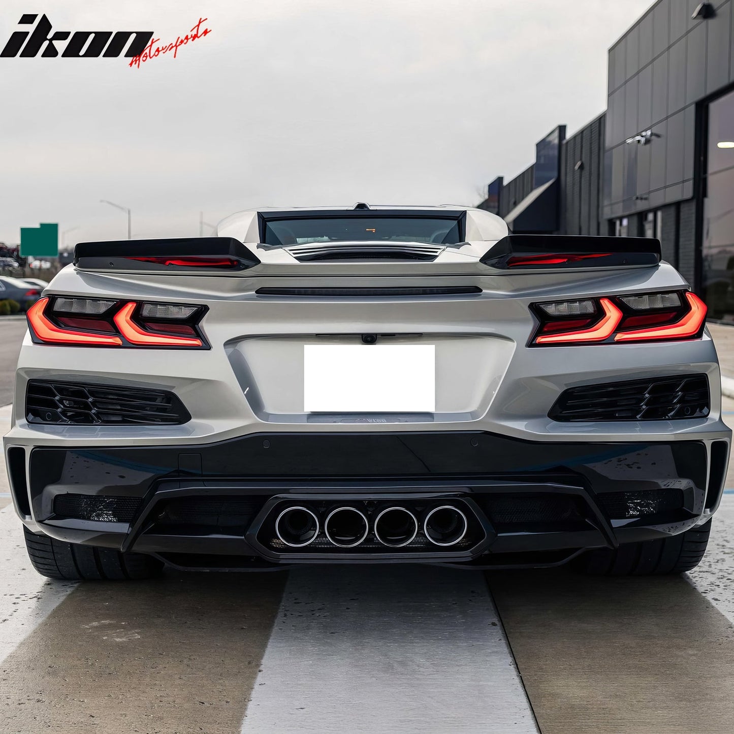 2020-2025 Chevy Corvette C8 Rear Diffuser Lip + Exhaust Muffler Pipe
