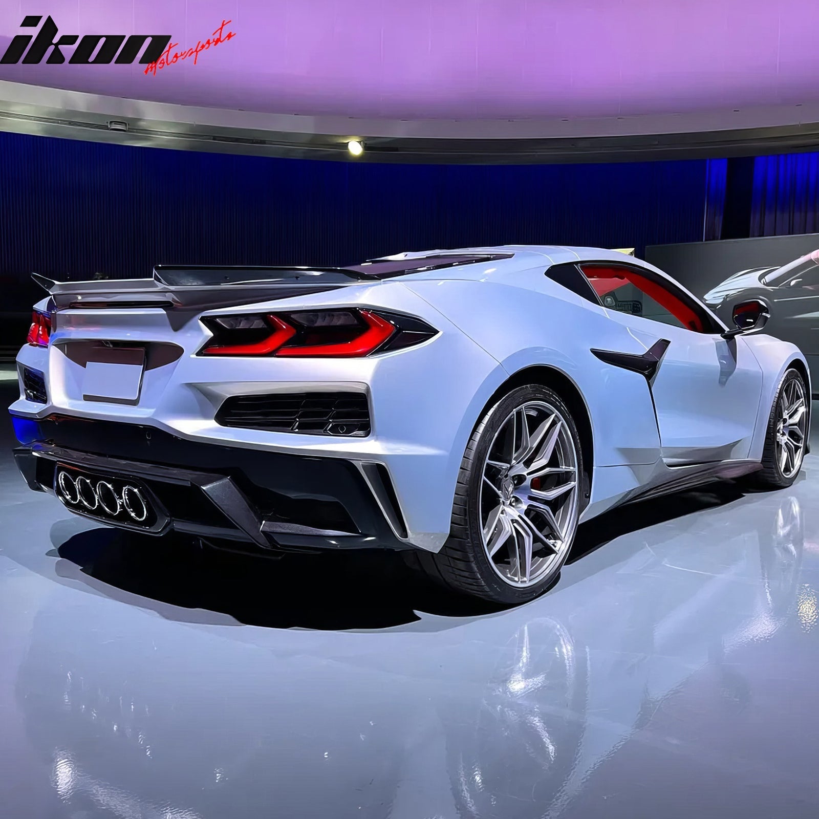 2020-2025 Chevy Corvette C8 Rear Diffuser Lip + Exhaust Muffler Pipe