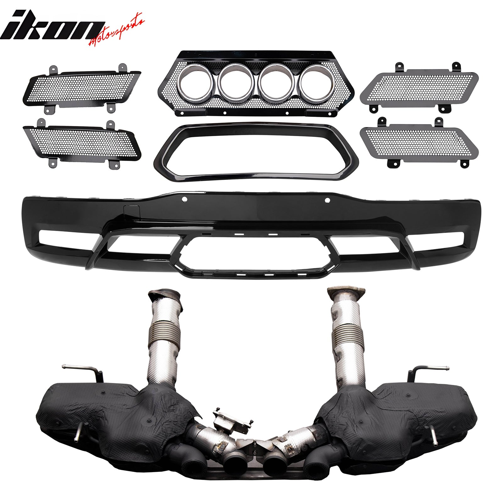 2020-2025 Chevy Corvette C8 Rear Diffuser Lip + Exhaust Muffler Pipe