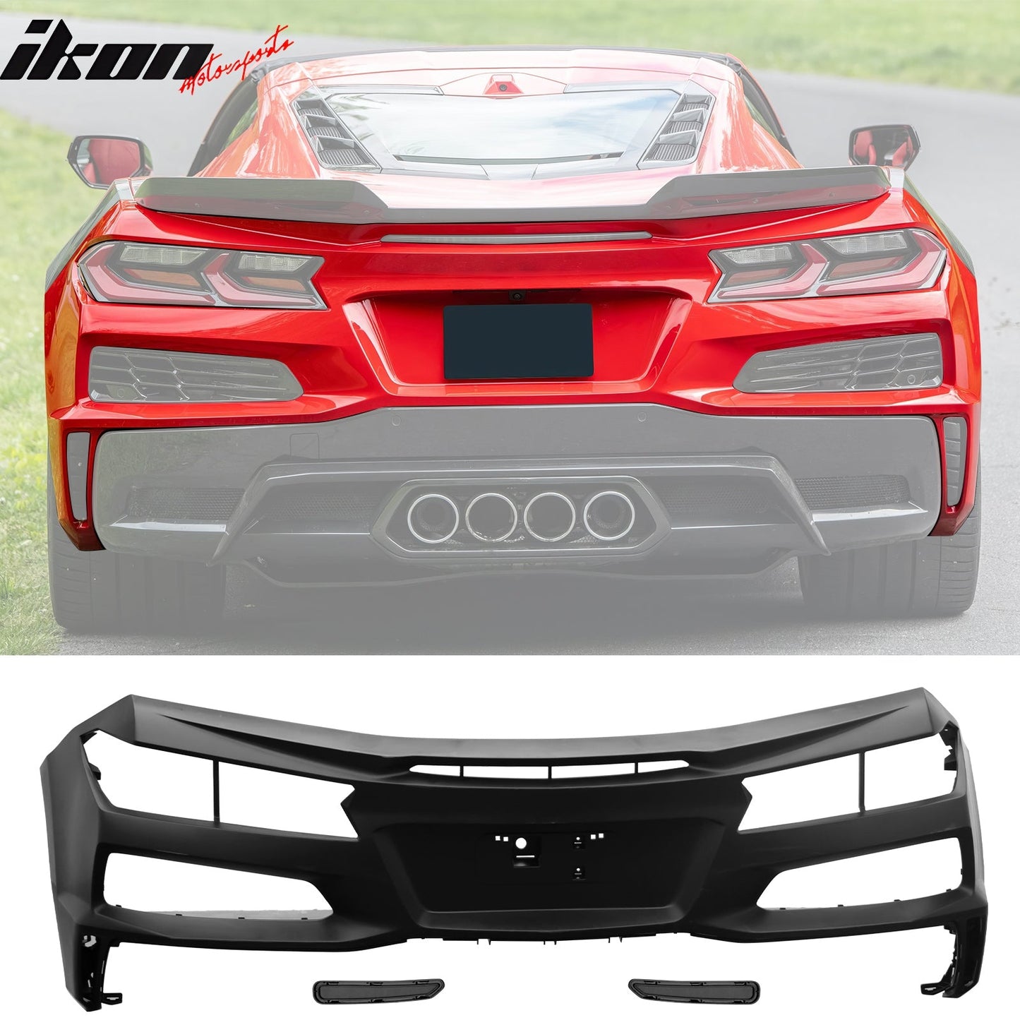 2020-2025 Chevy Corvette C8 Z06 Style Rear Bumper Cover W/ Grilles PP