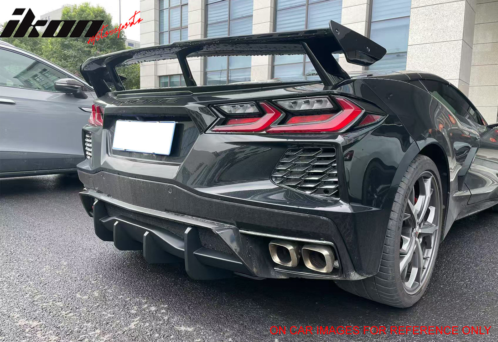 2020-2025 Chevy Corvette Carbon Fiber Print Rear Bumper Diffuser ABS