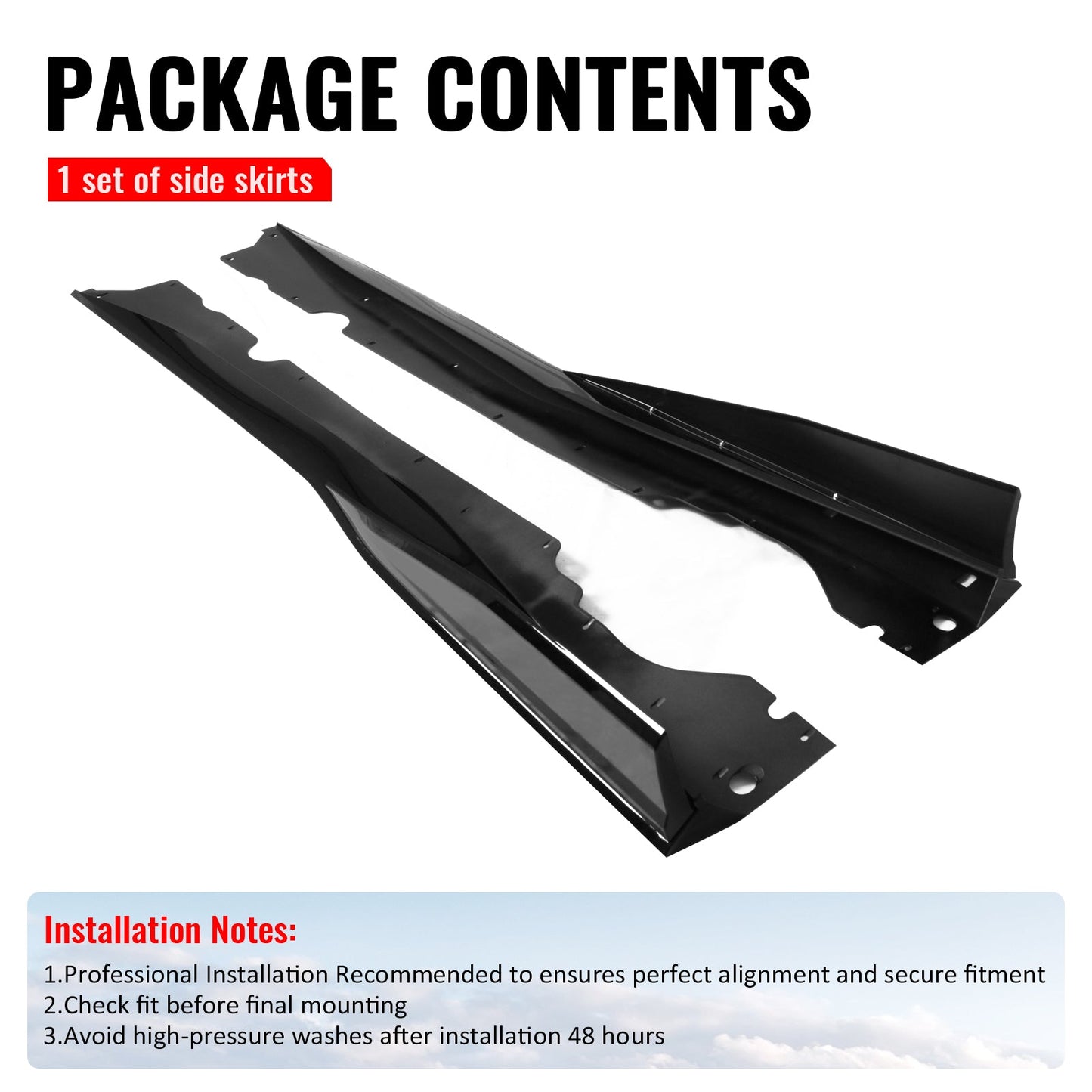 2020-2025 Chevy Corvette C8 IKON V1 A Style Gloss Black Side Skirts PP