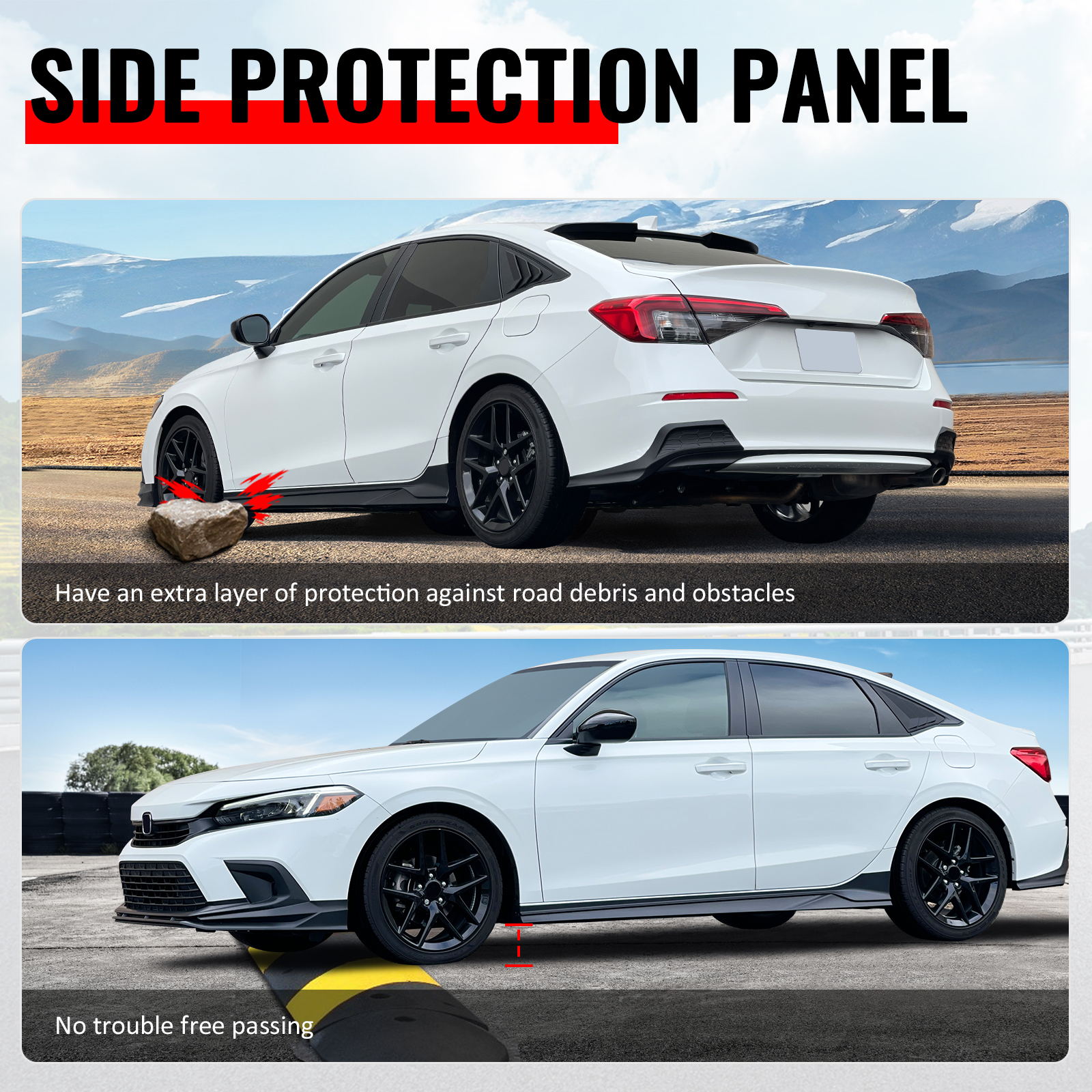 2020-2025 Chevy Corvette C8 IKON V1 A Style Gloss Black Side Skirts PP
