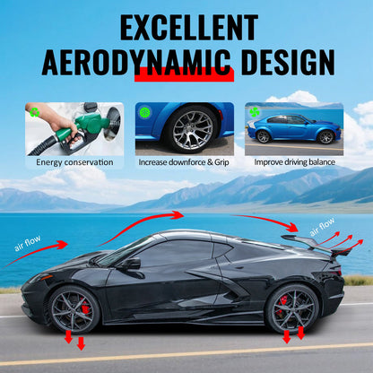 2020-2025 Chevy Corvette C8 IKON V1 A Style Gloss Black Side Skirts PP