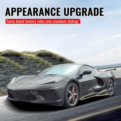 2020-2025 Chevy Corvette C8 IKON V1 B Style Gloss Black Side Skirts PP