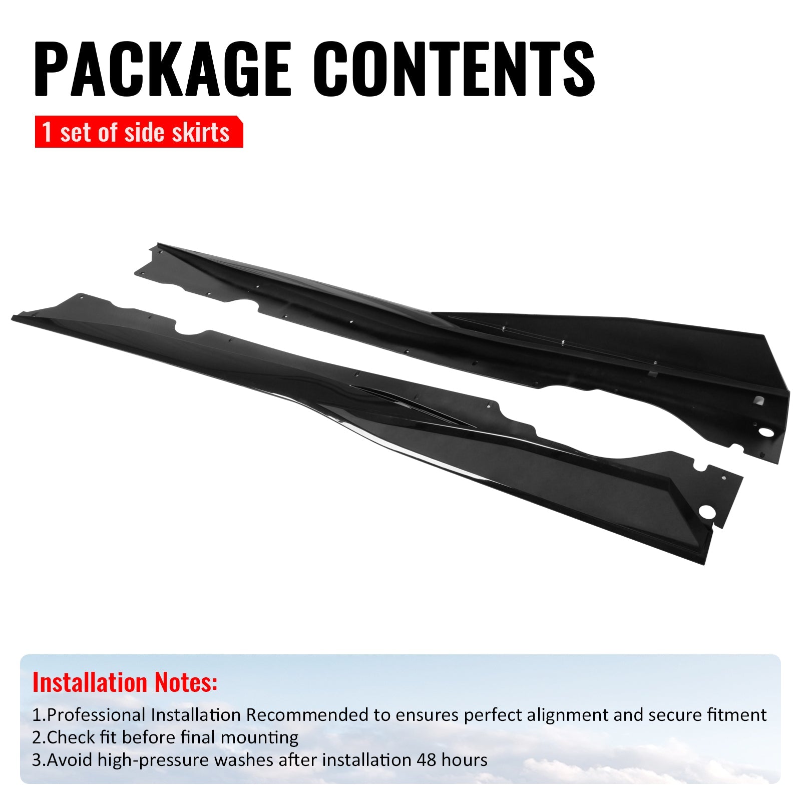 2020-2025 Chevy Corvette C8 IKON V1 B Style Gloss Black Side Skirts PP