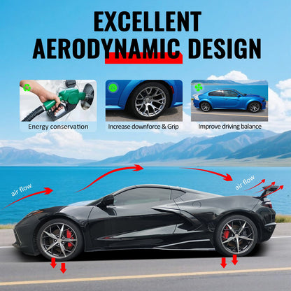 2020-2025 Chevy Corvette C8 IKON V1 B Style Gloss Black Side Skirts PP
