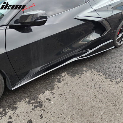 2020-2025 Chevy Corvette C8 IKON V1 B Style Gloss Black Side Skirts PP