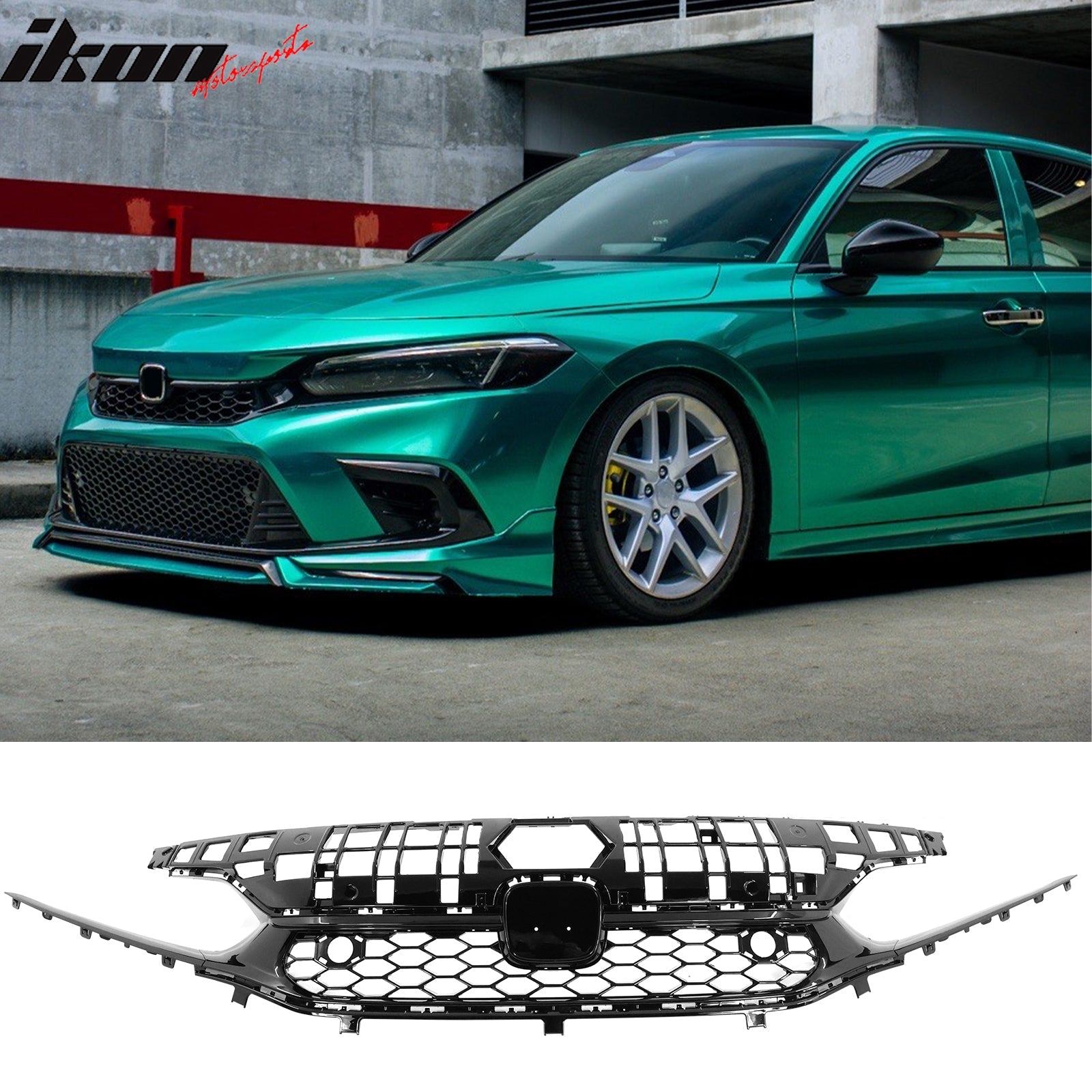 2022-2024 Honda Civic Sedan Type R Gloss Black Front Bumper Grille ABS