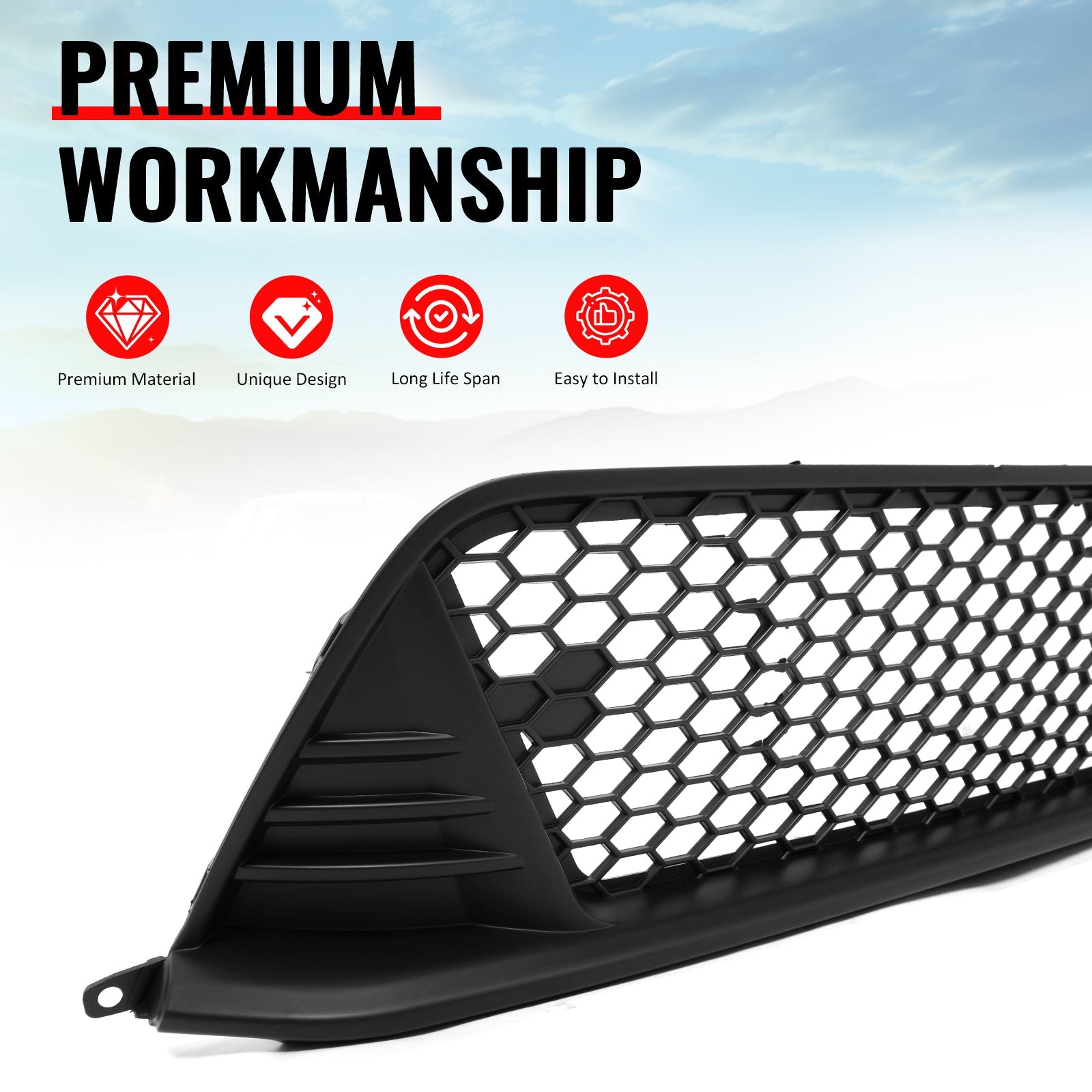 2022-2024 Honda Civic Matte Black Type R Front Bumper Lower Grille PP