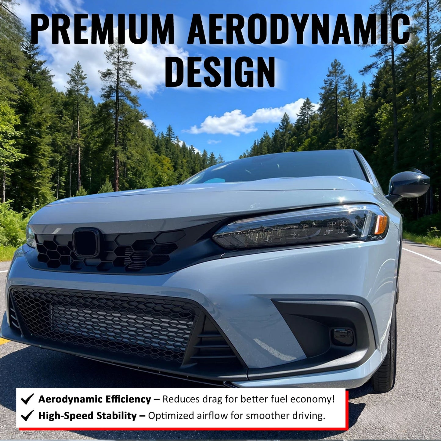 2022-2024 Honda Civic Matte Black Type R Front Bumper Lower Grille PP