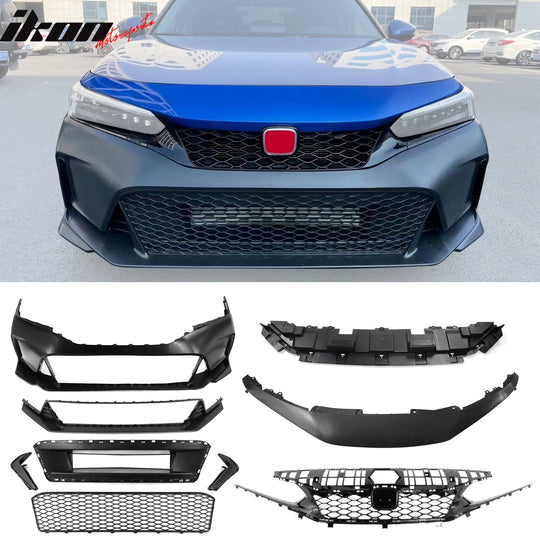 2022-2024 Honda Civic Sedan Front Bumper Cover&Upper Grill&Trim Type R Style