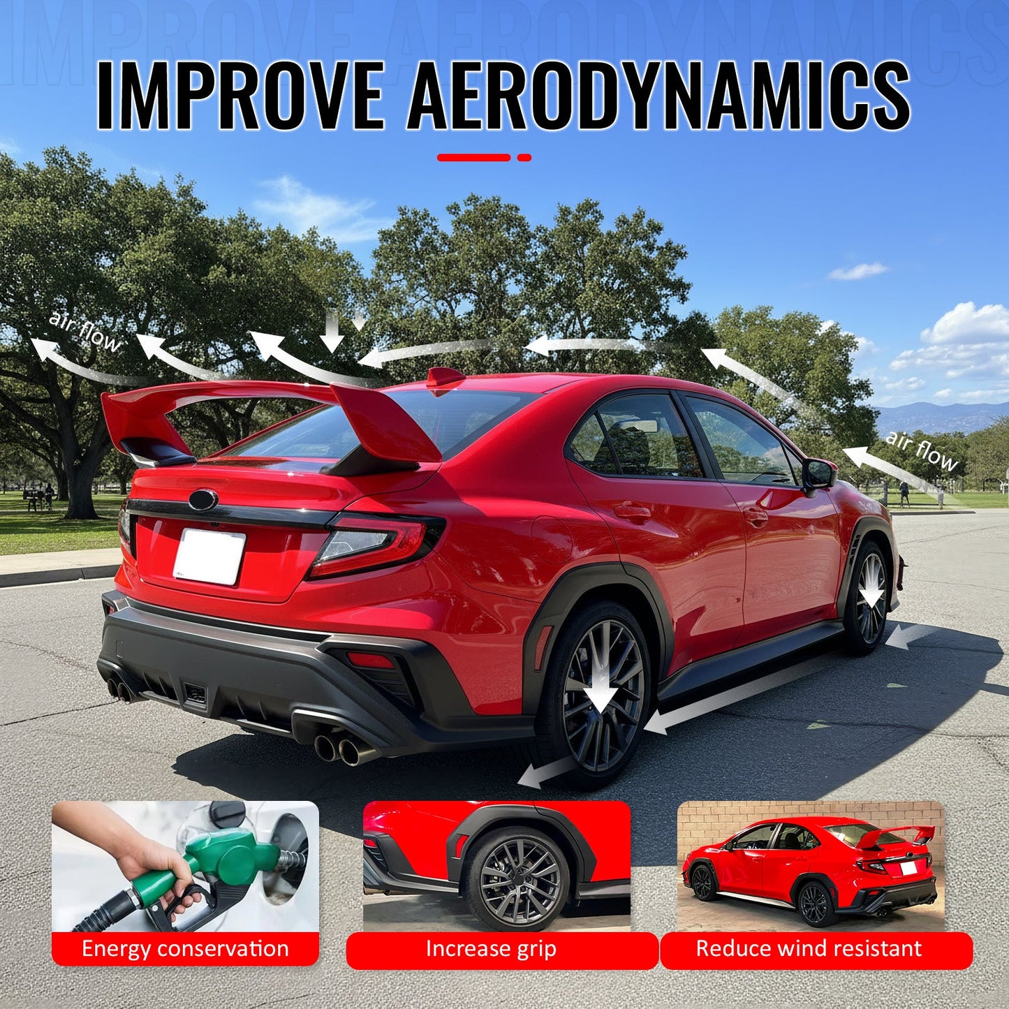 2022-2025 Subaru WRX VB STI Style Painted #DCK Red 5PCS Trunk Spoiler