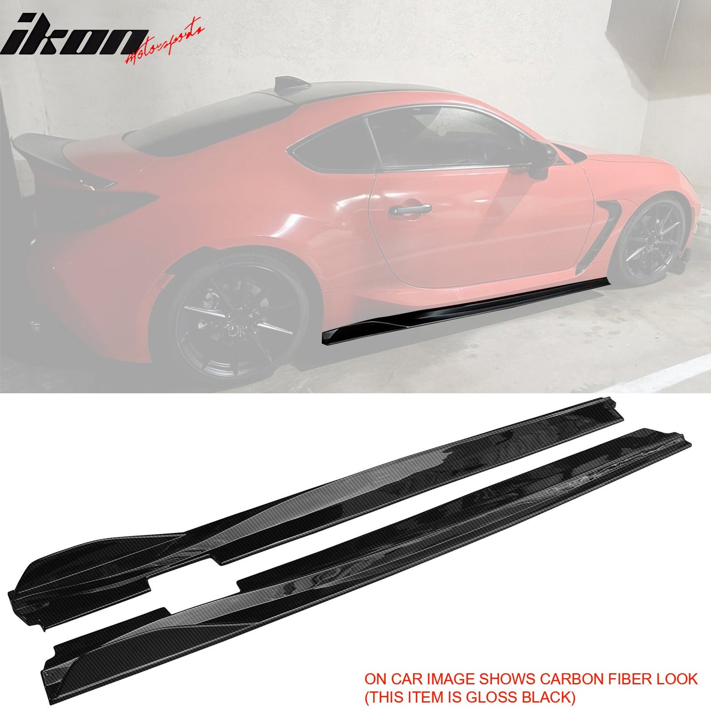 2022-2026 Toyota GR86 Subaru BRZ V2 Side Skirts Carbon Fiber Print ABS