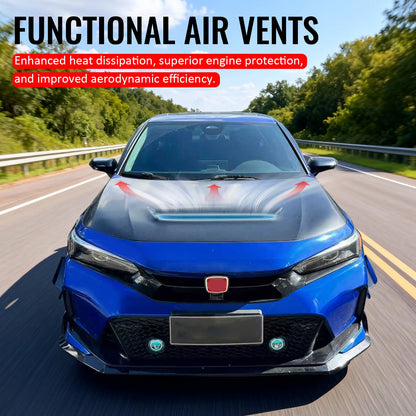 2022-2026 Honda Civic Type R Style Front Hood Vented Bonnet Iron