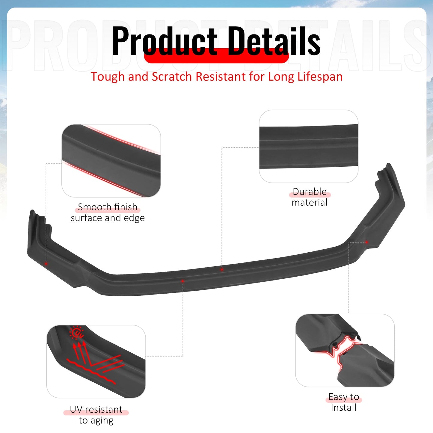 2023-2025 Honda Civic FL5 Type R Matte Black Front Bumper Lip ABS 3PCS