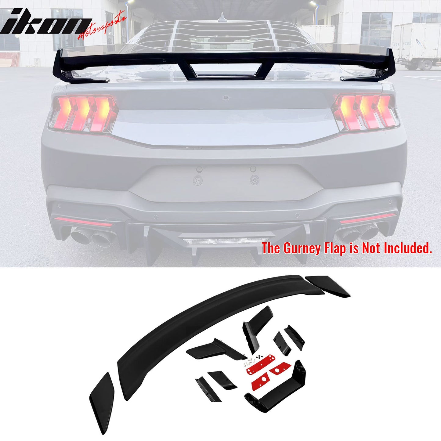 2024-2026 Ford Mustang Dark Horse Matte Trunk Spoiler W/ Gurney Flap