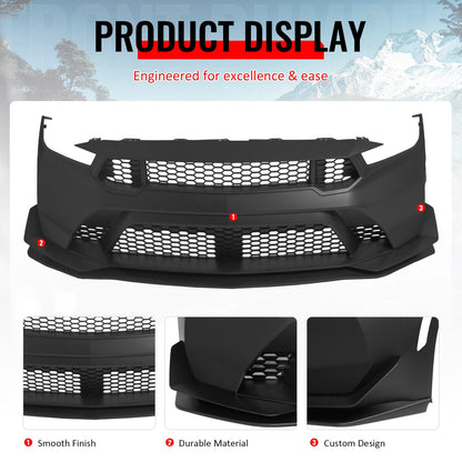 2024-2026 Ford Mustang GTD Style Front Bumper Cover w/ Matte Black Lip