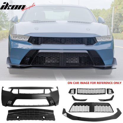2024-2026 Ford Mustang GTD Style Front Bumper Cover w/ Gloss Black Lip