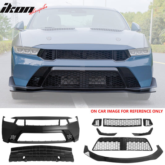 2024-2026 Ford Mustang GTD Style Front Bumper Cover w/ Gloss Black Lip