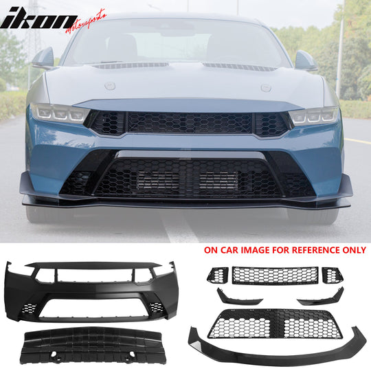 2024-2026 Ford Mustang GTD Style Front Bumper Cover w/ Gloss Black Lip