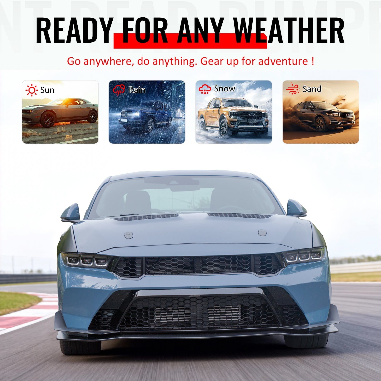 24-26 Mustang GTD Style Front Bumper Cover + Hood + Fender (Matte Lip)