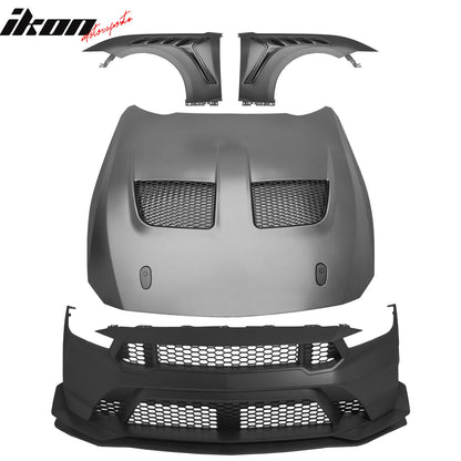 24-26 Mustang GTD Style Front Bumper Cover + Hood + Fender (Matte Lip)