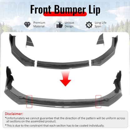 2024-2026 Ford Mustang Front Bumper Lip 5PC Carbon Fiber Print Spoiler