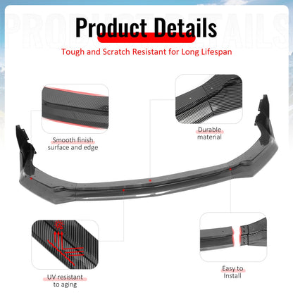 2024-2026 Ford Mustang Front Bumper Lip 5PC Carbon Fiber Print Spoiler