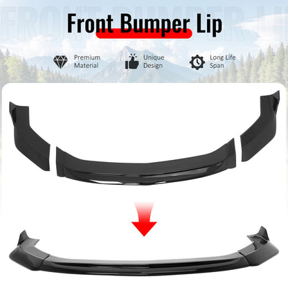 2024-2026 Ford Mustang Ecoboost GT V2 Style Front Lip Gloss Black 3PCS