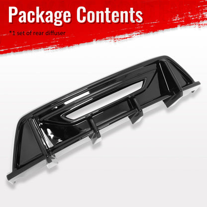 2024-2026 Ford Mustang Ecoboost GT IKON Rear Diffuser Gloss Black ABS