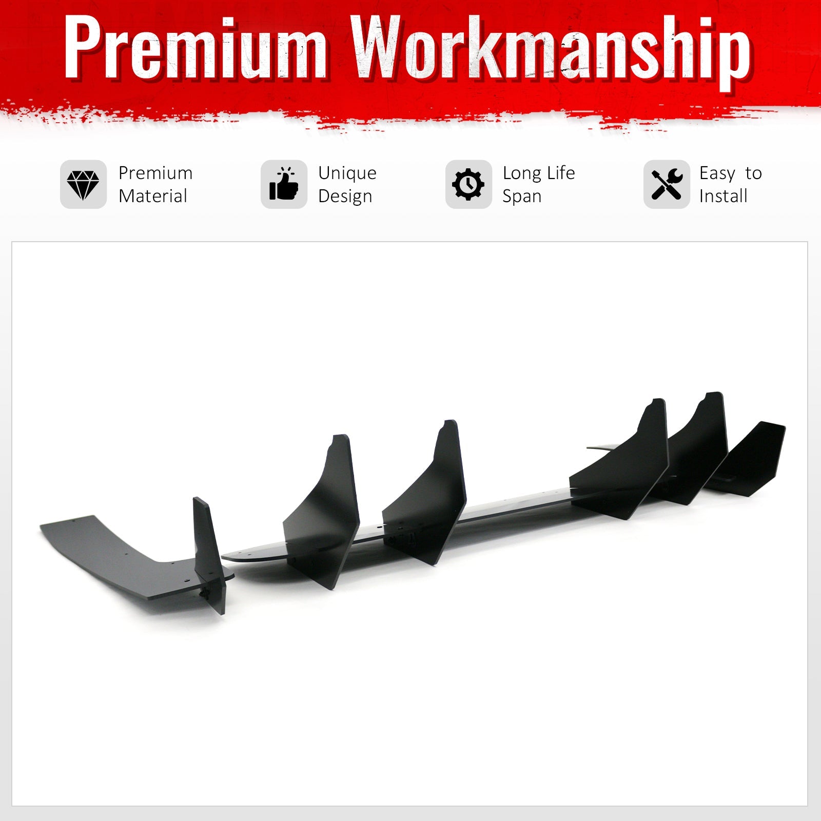 2024-2026 Ford Mustang EcoBoost GT Gloss Black Rear BumperDiffuser PP