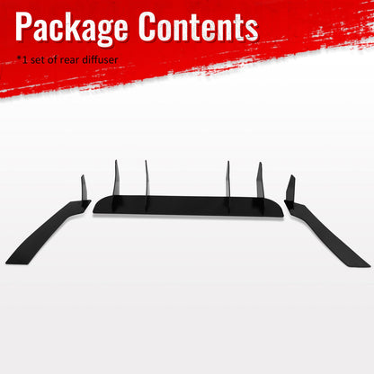 2024-2026 Ford Mustang EcoBoost GT Gloss Black Rear BumperDiffuser PP