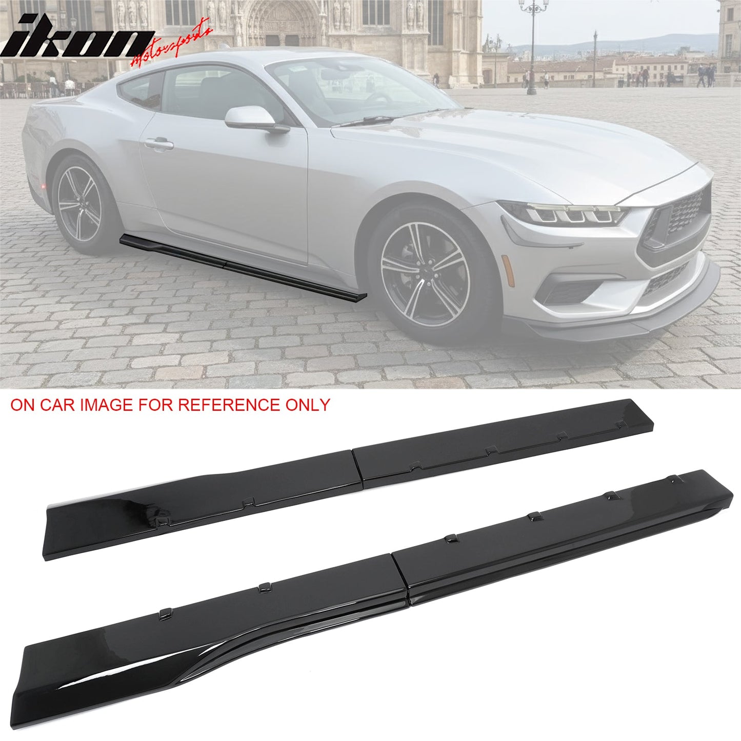 2024-2026 Ford Mustang R Style Gloss Black Side Skirts Panel ABS Pair