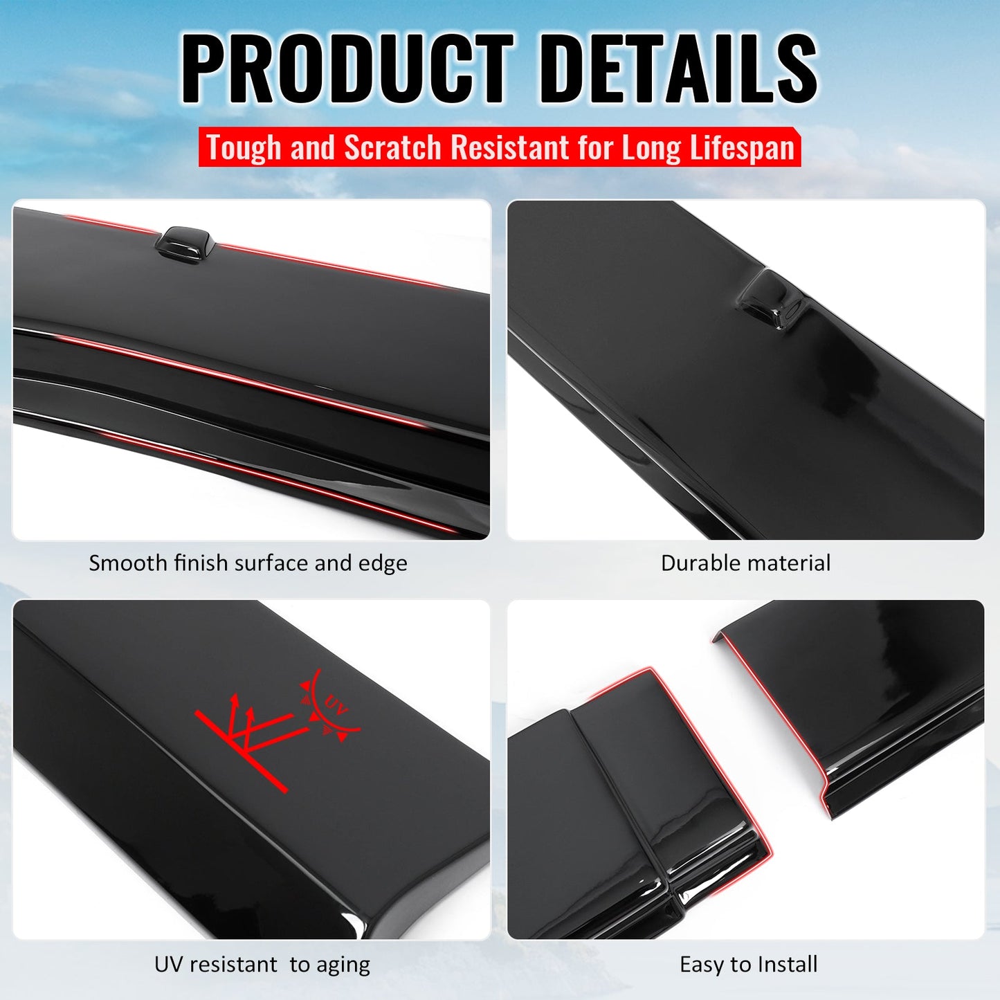 2024-2026 Ford Mustang R Style Gloss Black Side Skirts Panel ABS Pair
