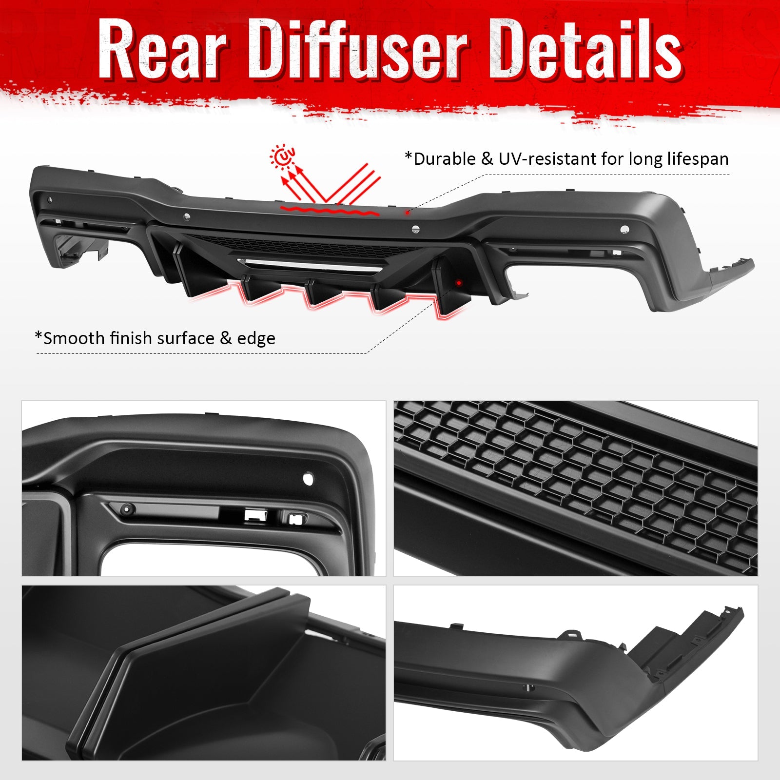 24-26 Mustang Dark Horse Rear Diffuser Speed Style Matte Black