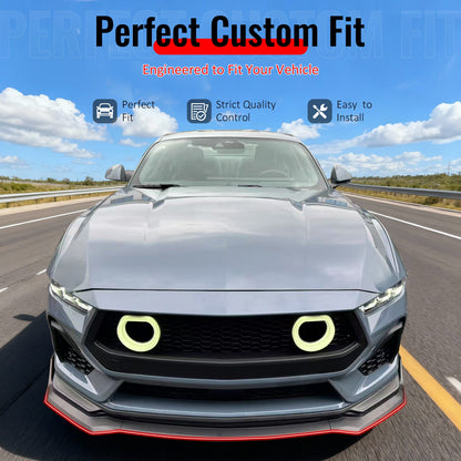 2024-2026 Ford Mustang Front Bumper Lip 3PC Carbon Fiber Print Spoiler