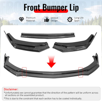 2024-2026 Ford Mustang Front Bumper Lip 3PC Carbon Fiber Print Spoiler