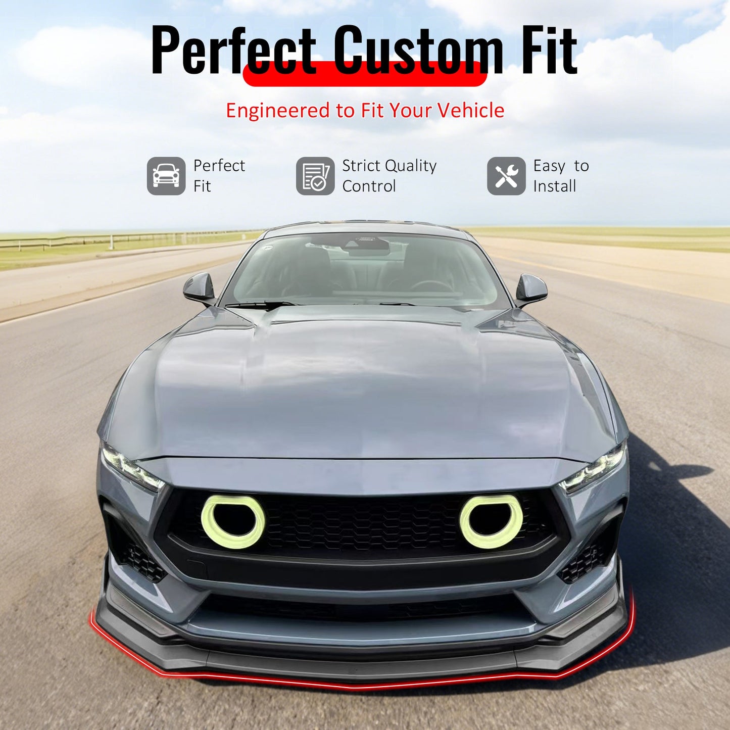 2024-2026 Ford Mustang Front Bumper Lip 3PC Spoiler