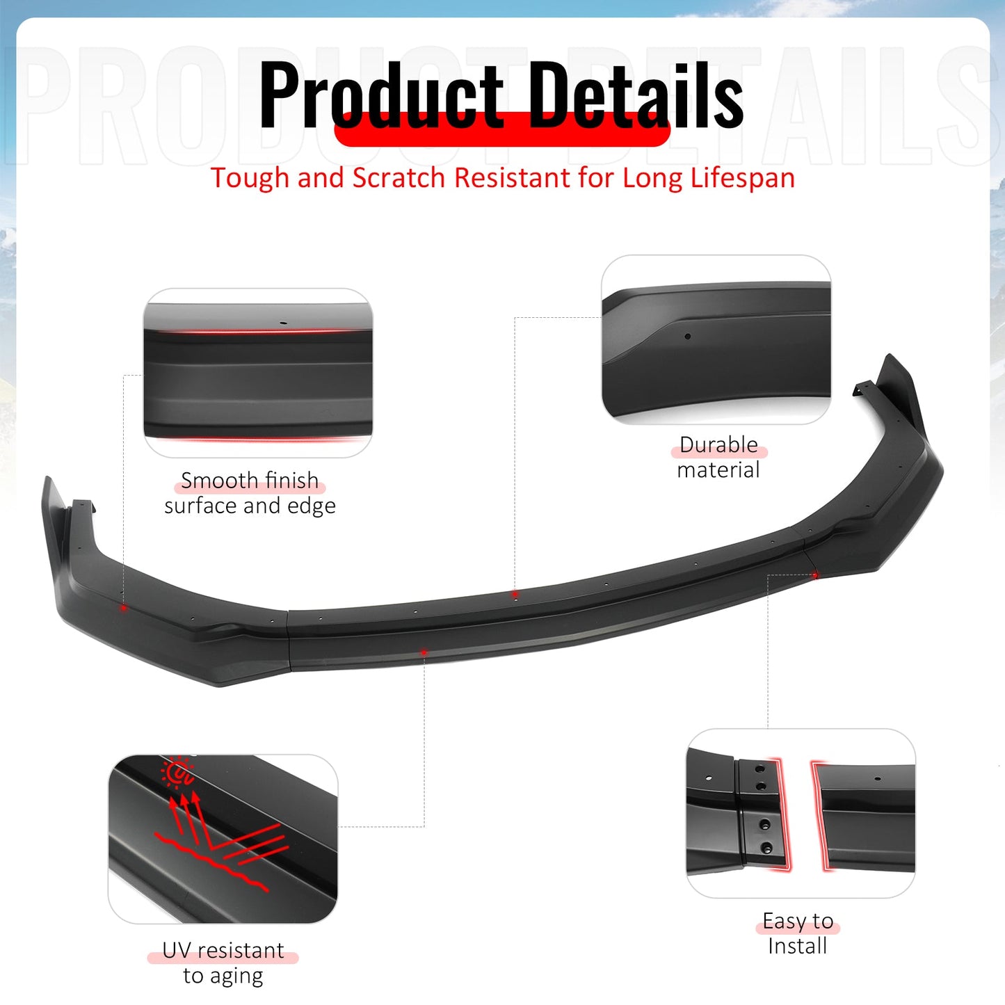 2024-2026 Ford Mustang Front Bumper Lip 3PC Spoiler