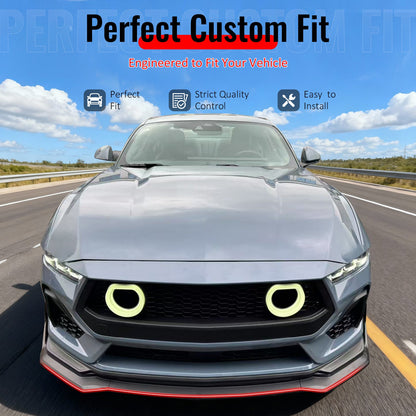 2024-2026 Ford Mustang Front Bumper Lip 5PC Gloss Black ABS Spoiler
